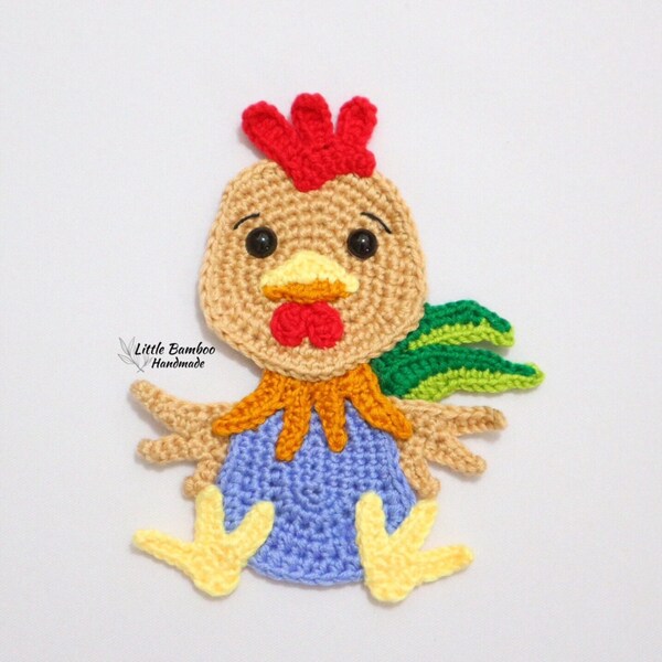 PATTERN- Rooster Applique-Crochet Pattern, pdf