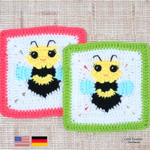 Bee Granny Square Crochet Pattern (PDF) image 1