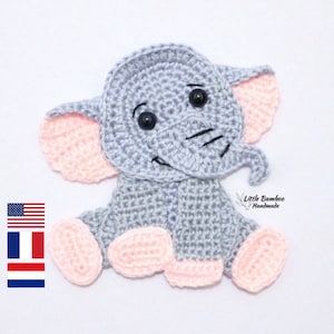 PATTERN- Elephant Applique-Crochet Pattern, pdf