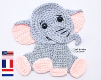 PATTERN- Elephant Applique-Crochet Pattern, pdf
