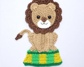 PATTERN-Circus Lion Applique-Crochet Pattern, pdf