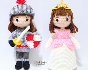 PATTERN-Princess And Knight Dress Up Doll-Crochet Pattern, pdf