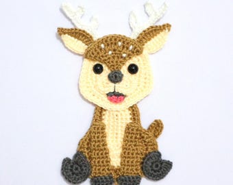 PATRÓN - Aplique de ciervo - Patrón de crochet, pdf