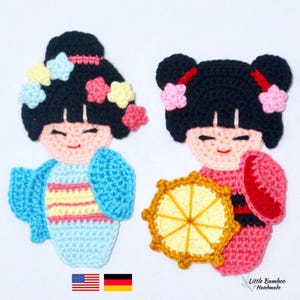 PATTERN- Kokeshi Japanese Doll Applique-Crochet Pattern, pdf