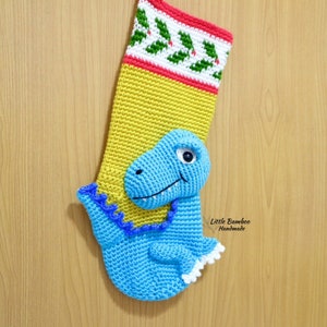 PATTERN-Dinosaur Christmas Stocking-Crochet Pattern, pdf image 3