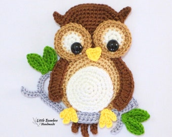 PATTERN- Owl Applique-Crochet Pattern, pdf