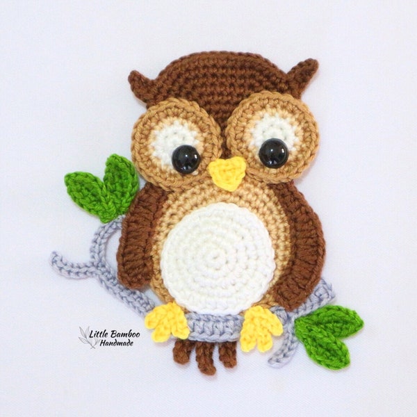 PATTERN- Owl Applique-Crochet Pattern, pdf