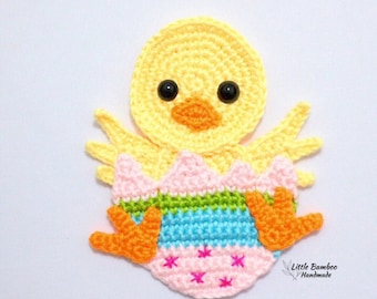 PATTERN- Easter Chick Applique-Crochet Pattern, pdf