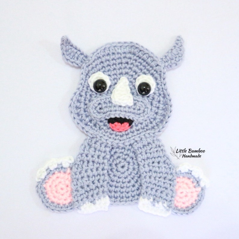 PATTERN Rhinoceros Applique-Crochet Pattern, pdf image 1