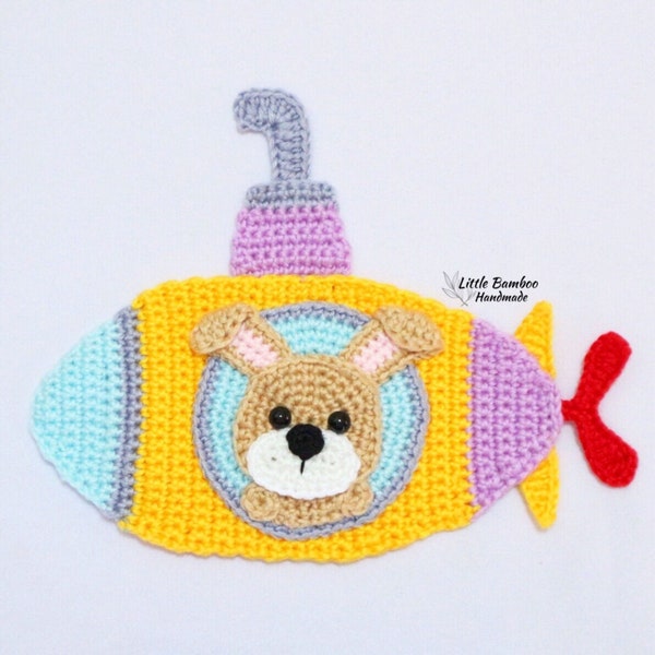 PATTERN- Rabbit In Submarine Applique-Crochet Pattern, pdf