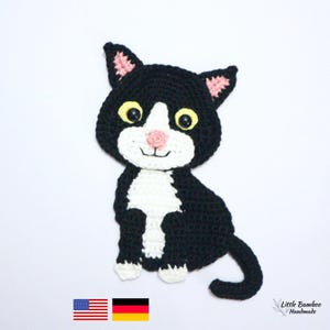 パターン - マンクス猫のアップリケ - かぎ針編みのパターン、pdf