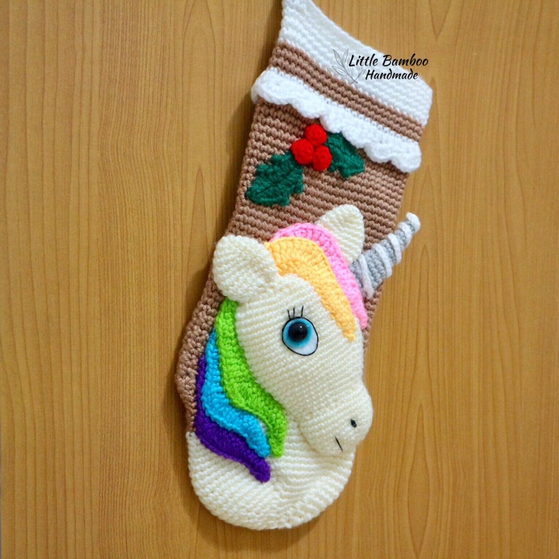 PATTERN-Unicorn Christmas Stocking-Crochet Pattern, pdf image 2