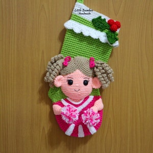 PATTERN-Cheerleader Christmas Stocking-Crochet Pattern, pdf