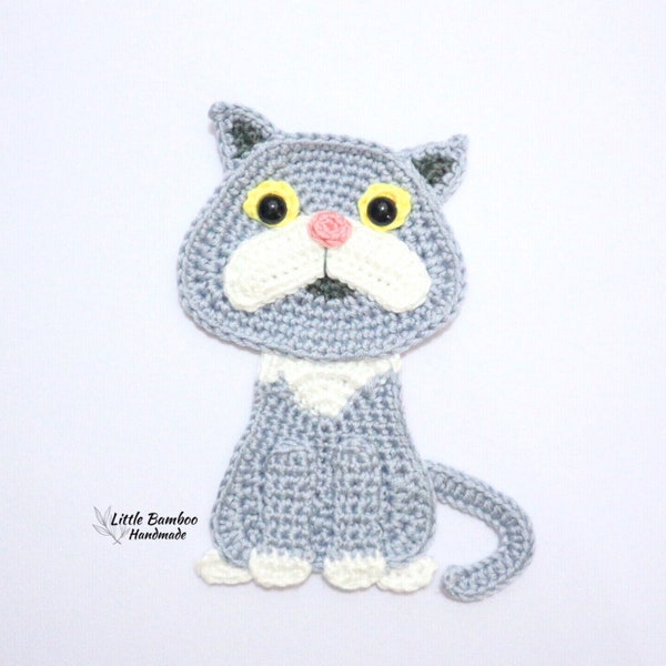 PATTERN- Persian Cat Applique -Crochet Pattern, pdf