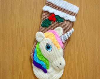 PATTERN-Unicorn Christmas Stocking-Crochet Pattern, pdf