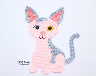 PATTERN- Sphynx Applique -Crochet Pattern, pdf