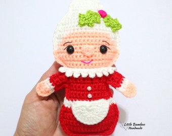 Mrs Claus Ragdoll / Ornament-Crochet Pattern, pdf