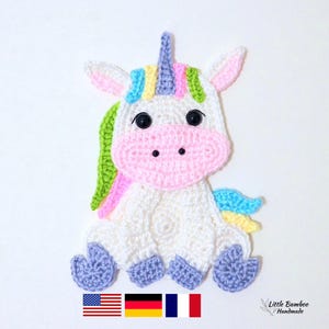 PATTERN- Sitting Unicorn Applique-Crochet Pattern, pdf