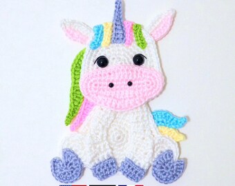 Sitting Unicorn Applique Crochet Pattern (PDF)