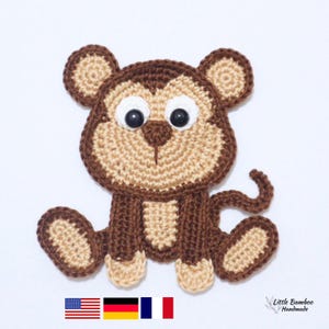 PATRÓN - Aplique de mono - Patrón de crochet, pdf