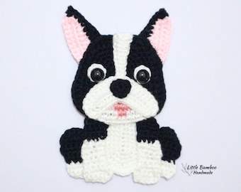 PATTERN-Boston Terrier Applique-Crochet Pattern, pdf