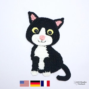 PATRÓN - Aplique de gato Manx - Patrón de crochet, pdf