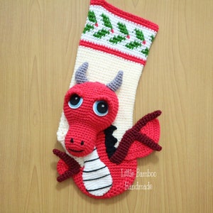 PATTERN-Dragon Christmas Stocking-Crochet Pattern, pdf