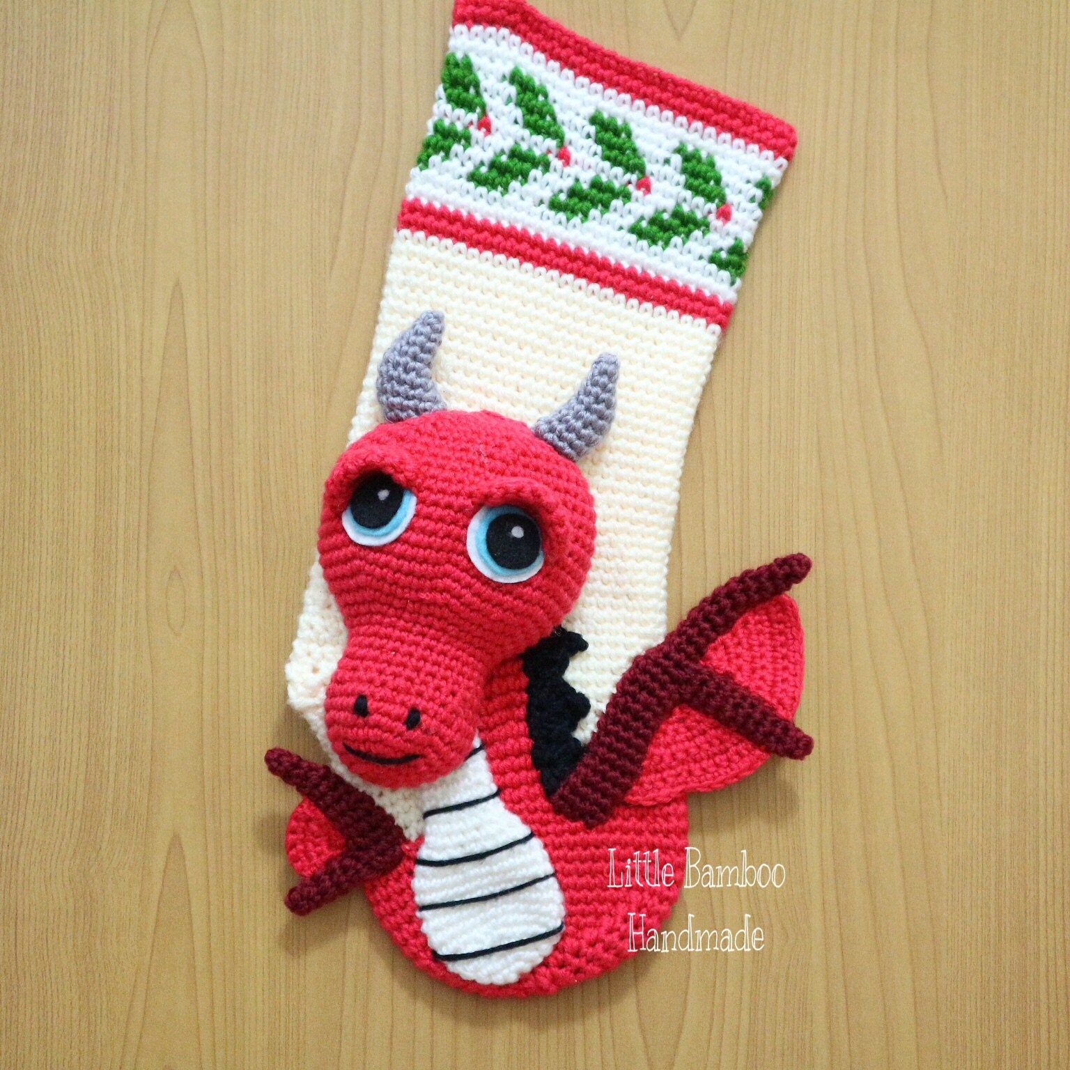 30 Christmas Stocking Crochet Patterns for Handmade Holiday Keepsakes 16 Dragon Christmas Stocking Pattern