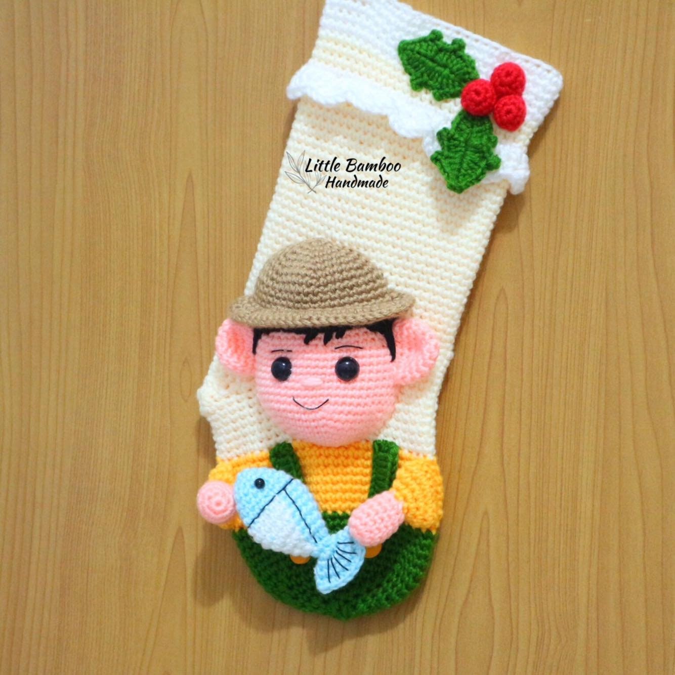 Fish Et Pattern Stocking Pattern PATTERN - Fisherman Christmas Stocking - Crochet Pattern, Pdf - Etsy
