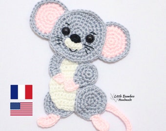 PATTERN-Mouse Applique-Crochet Pattern, pdf