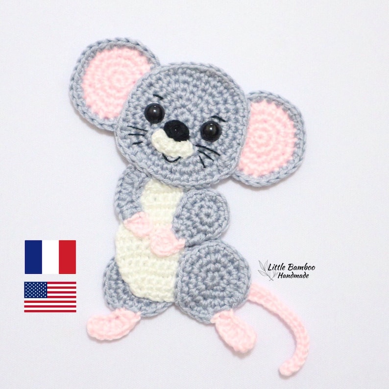 PATTERN-Mouse Applique-Crochet Pattern, pdf image 1