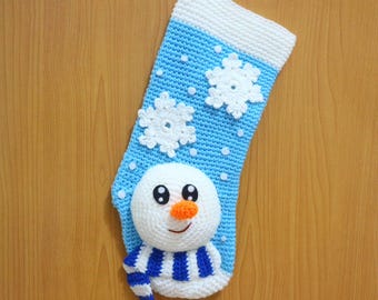 PATTERN - Snowman Christmas Stocking - Crochet Pattern, pdf