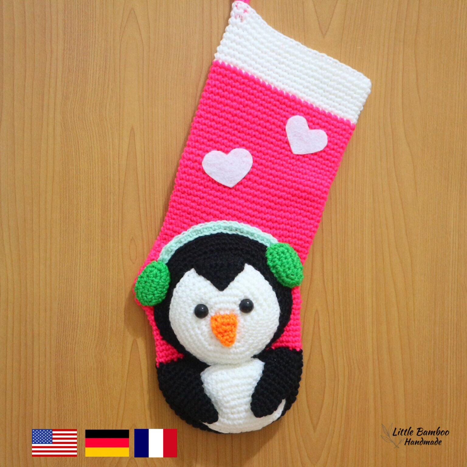 PATTERN - Penguin Christmas Stocking - Crochet Pattern, pdf
