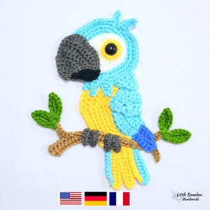 PATTERN- Parrot Applique-Crochet Pattern, pdf