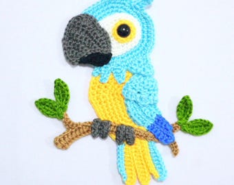 PATRÓN - Aplique de loro - Patrón de crochet, pdf