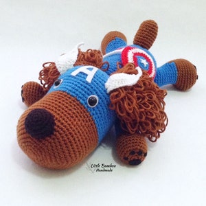 PATTERN - Dog Poodle In Captain America Costume - Crochet Pattern, pdf