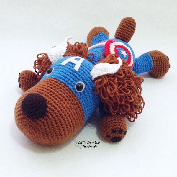 PATTERN - Dog Poodle In Captain America Costume - Crochet Pattern, pdf