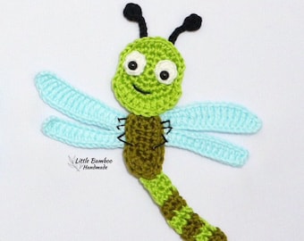 PATTERN- Dragonfly Applique-Crochet Pattern, pdf