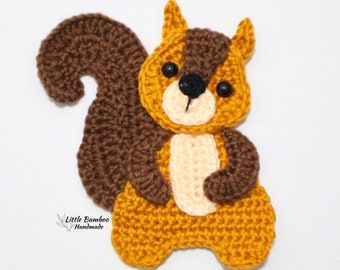 PATTERN- Squirrel Applique-Crochet Pattern, pdf