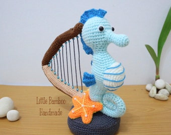 PATTERN-Seahorse Harp- Crochet Pattern, pdf