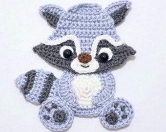 PATTERN- Raccoon Applique-Crochet Pattern, pdf