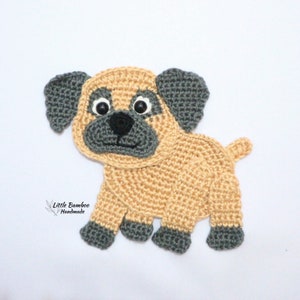 PATTERN-Pug Applique-Crochet Pattern, pdf
