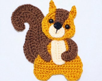 PATTERN- Squirrel Applique-Crochet Pattern, pdf