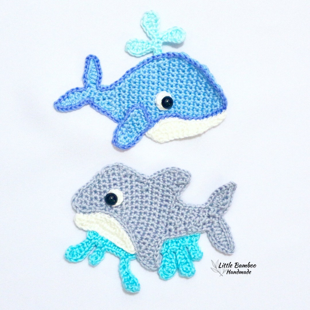 Pattern-whale and Dolphin Applique-crochet Pattern, Pdf - Etsy pattern-whale-and-dolphin-applique-crochet-pattern-pdf-etsy