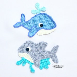PATTERN-Whale and Dolphin Applique-Crochet Pattern, pdf