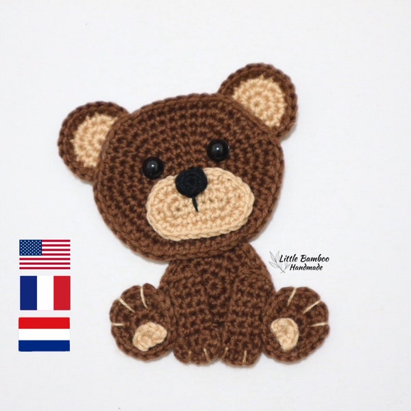 PATTERN- Bear Applique-Crochet Pattern, pdf