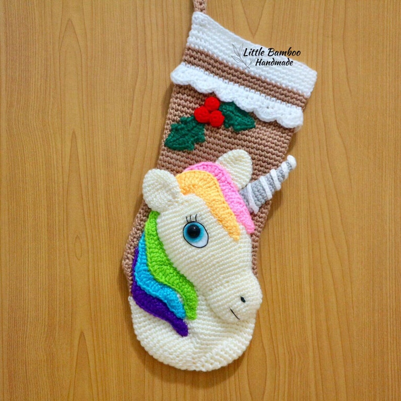 PATTERN-Unicorn Christmas Stocking-Crochet Pattern, pdf image 1
