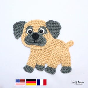 PATTERN-Pug Applique-Crochet Pattern, pdf