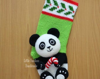 PATTERN - Panda Christmas Stocking - Crochet Pattern, pdf