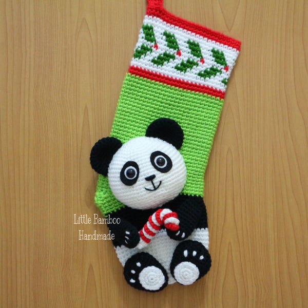 PATTERN - Panda Christmas Stocking - Crochet Pattern, pdf